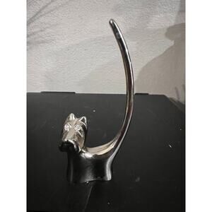 Silver Plated Scotty Dog Ring Holder Jewelry Display Vanity Decor
